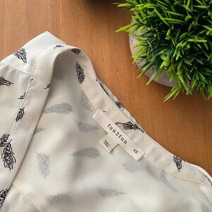 White Short-Sleeve Feather Blouse — Soft Earth Edit (XS)